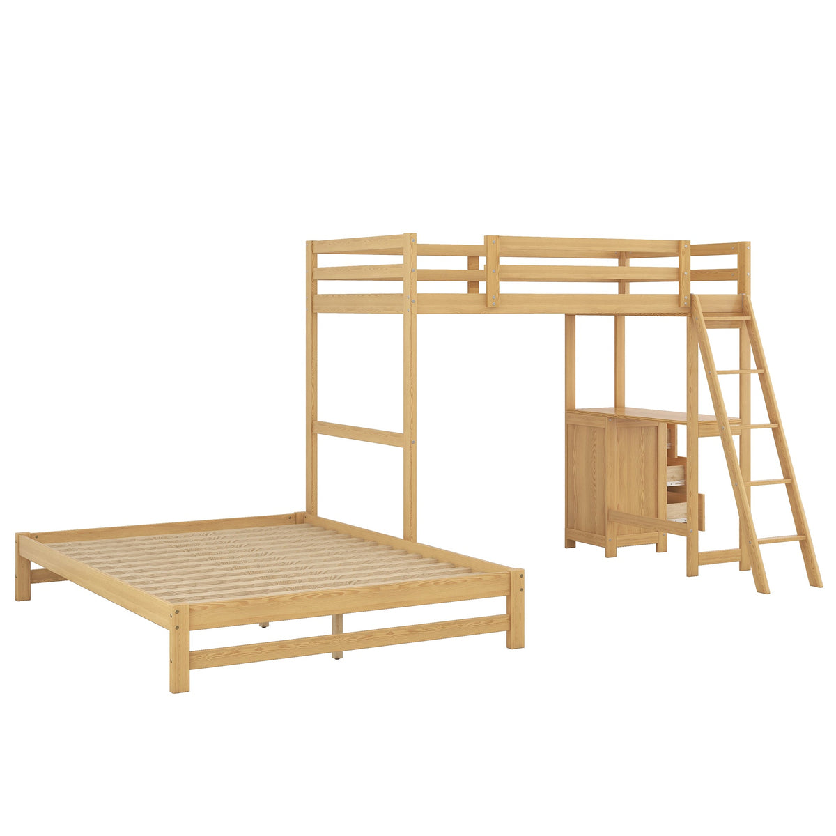 Twin Over Full Bunk Bed with Desk and Storage Drawers