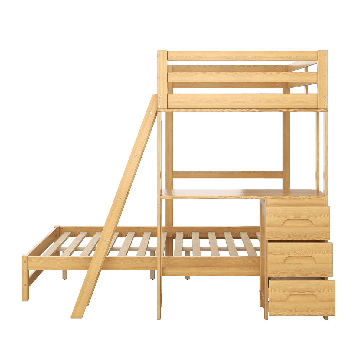 Twin Over Full Bunk Bed with Desk and Storage Drawers