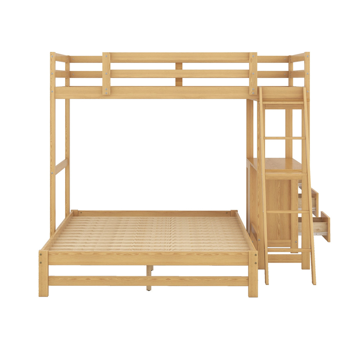 Twin Over Full Bunk Bed with Desk and Storage Drawers