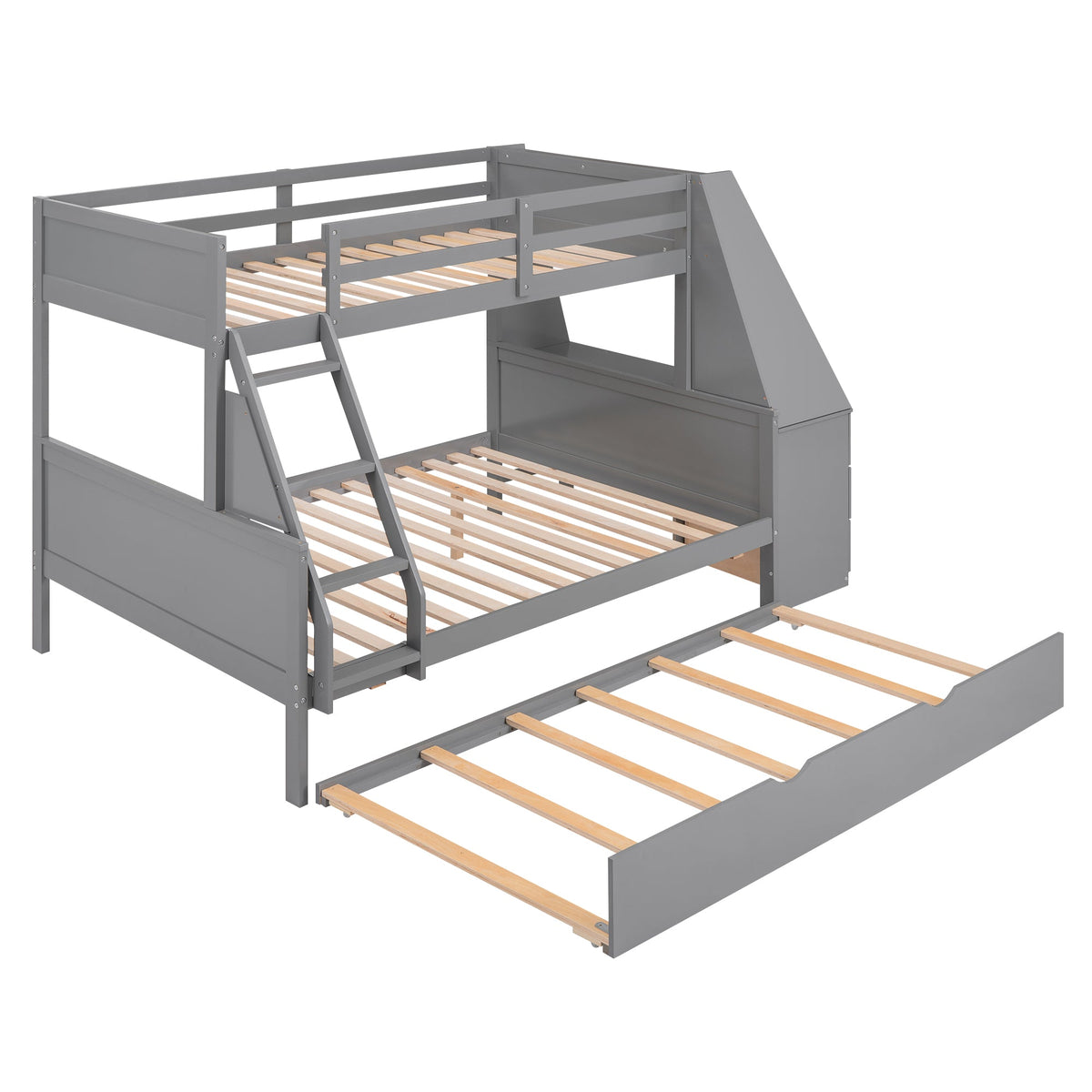Twin over Full Bunk Bed with Desk, Drawers & Trundle