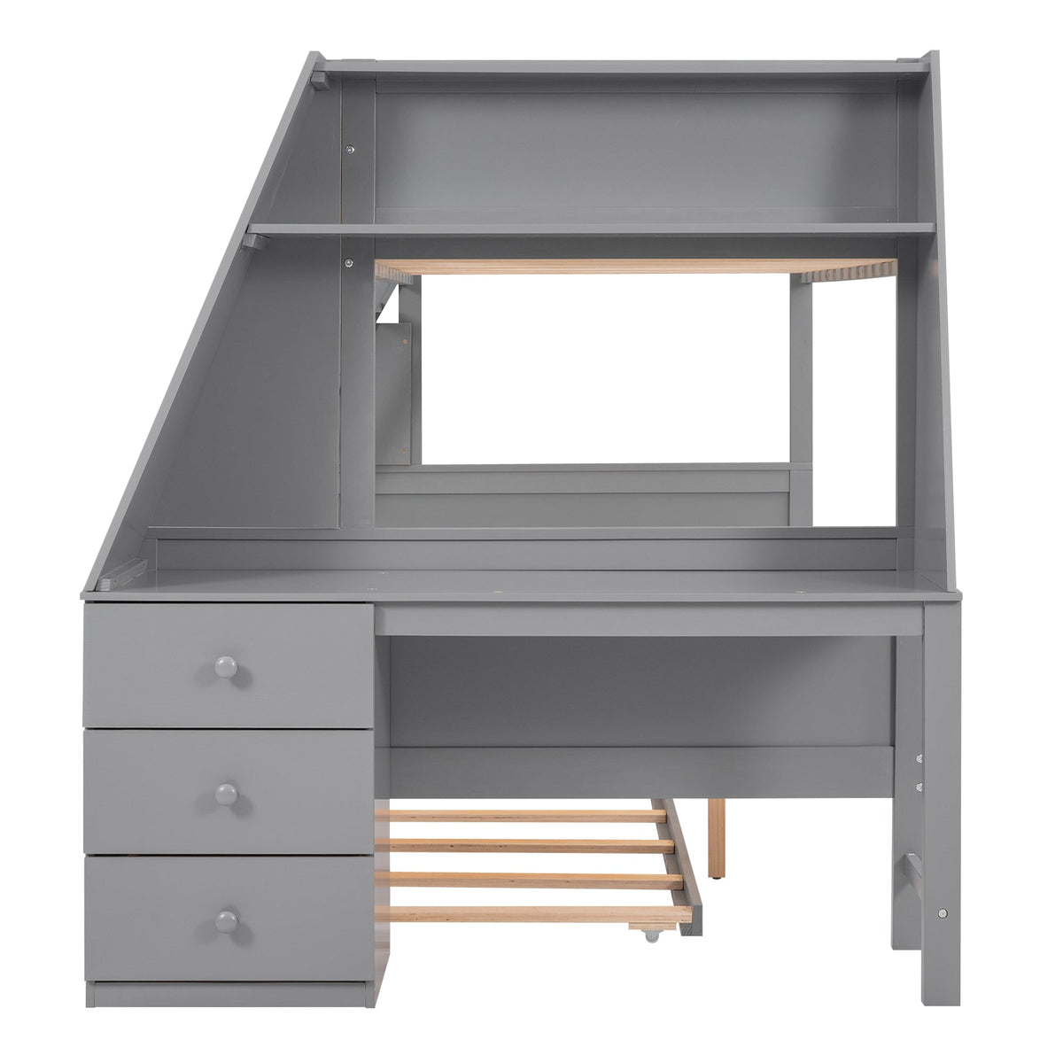 Twin over Full Bunk Bed with Desk, Drawers & Trundle