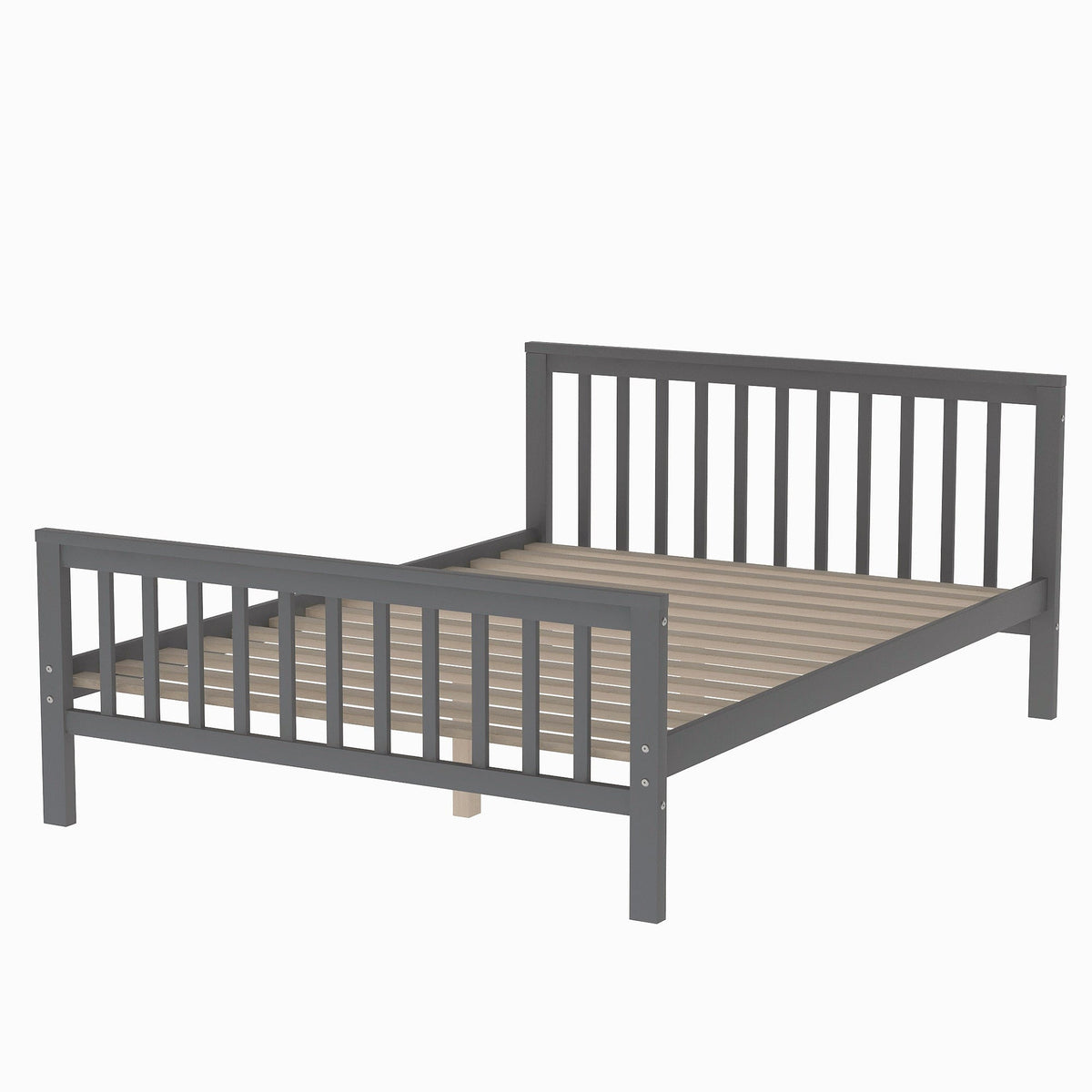 Twin Over Full Loft Bed with Drawer Staircase in Gray