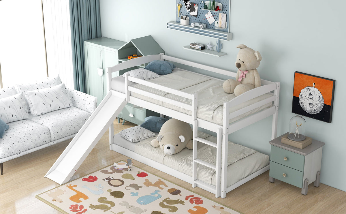 Twin Over Twin Bunk Bed with Slide and Ladder