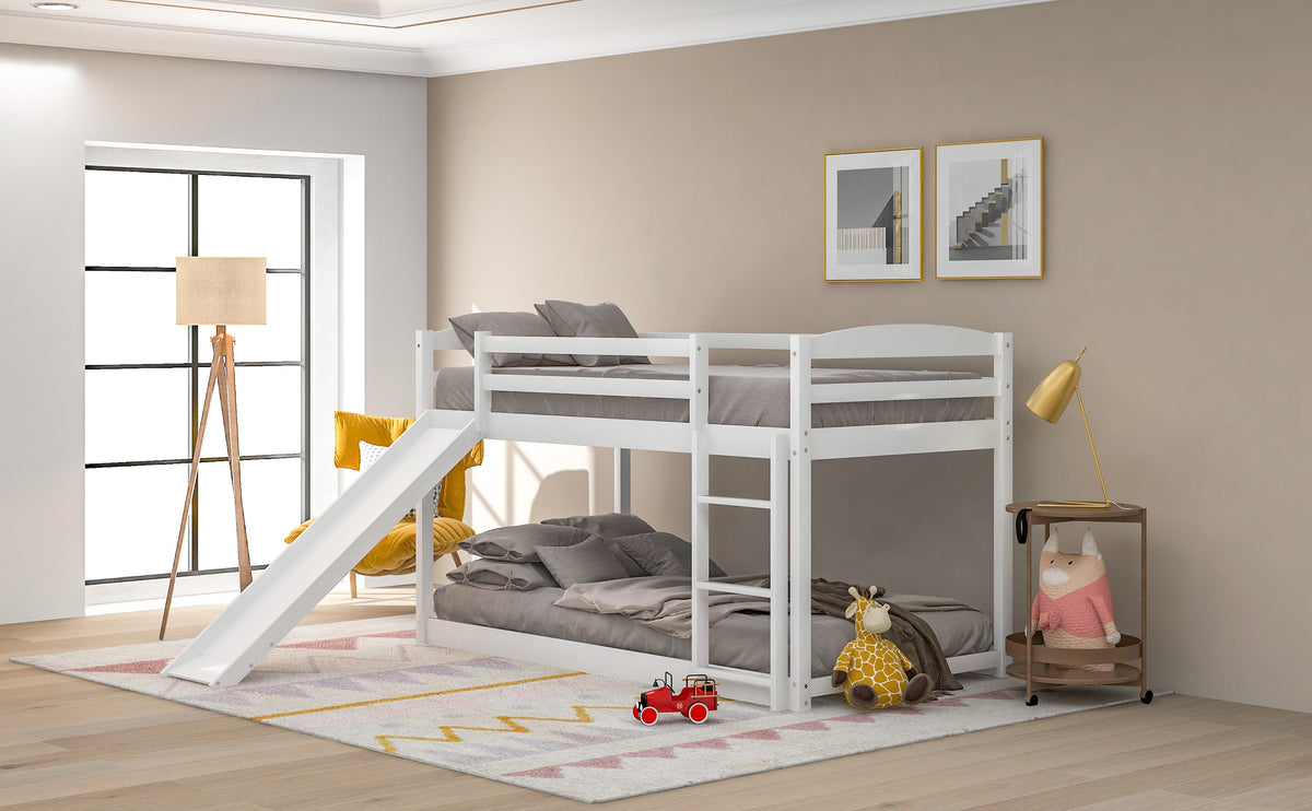 Twin Over Twin Bunk Bed with Slide and Ladder