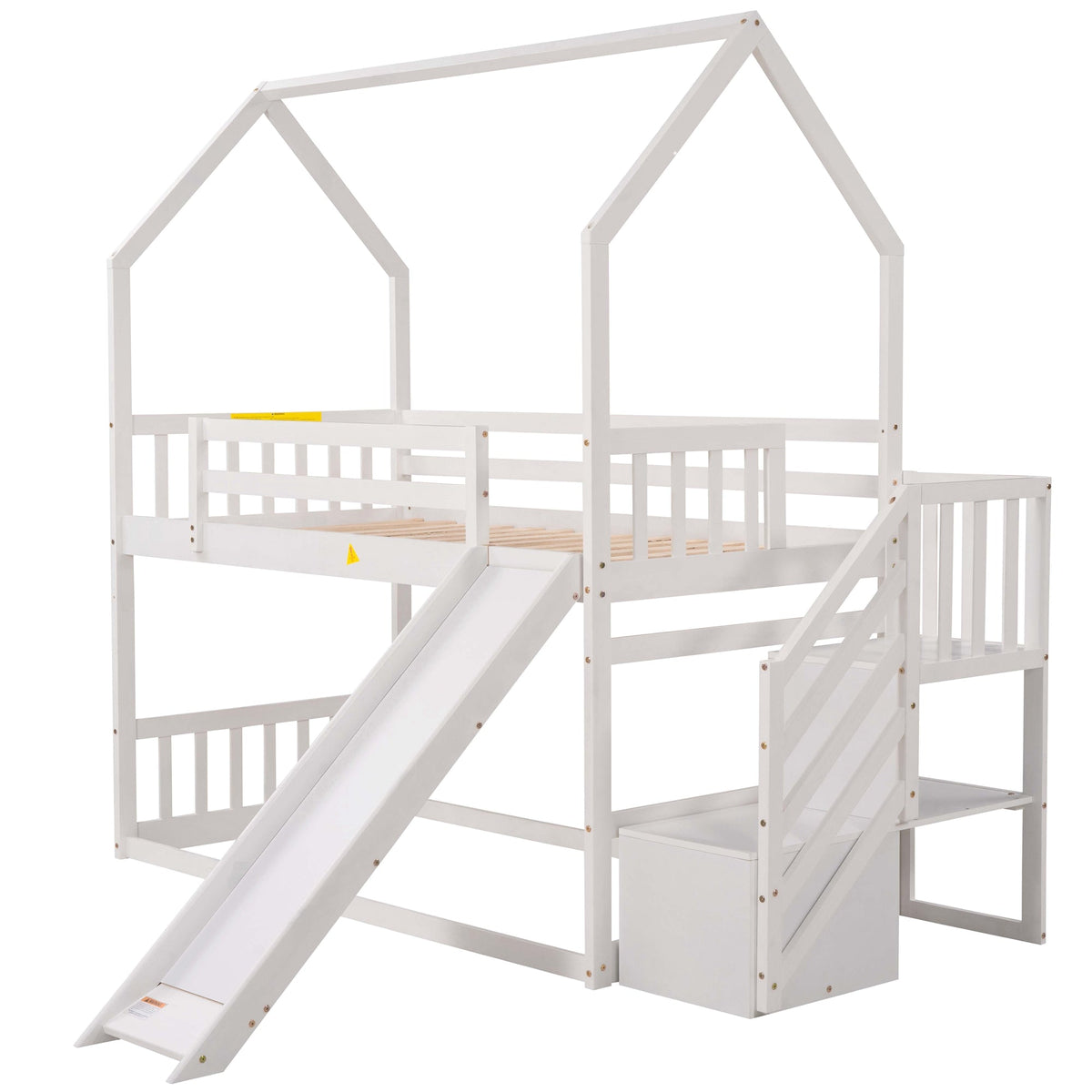 Twin Over Twin Bunk Bed with Slide and Storage Stairs