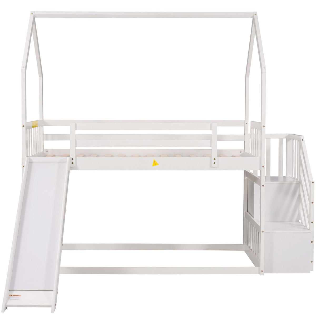 Twin Over Twin Bunk Bed with Slide and Storage Stairs