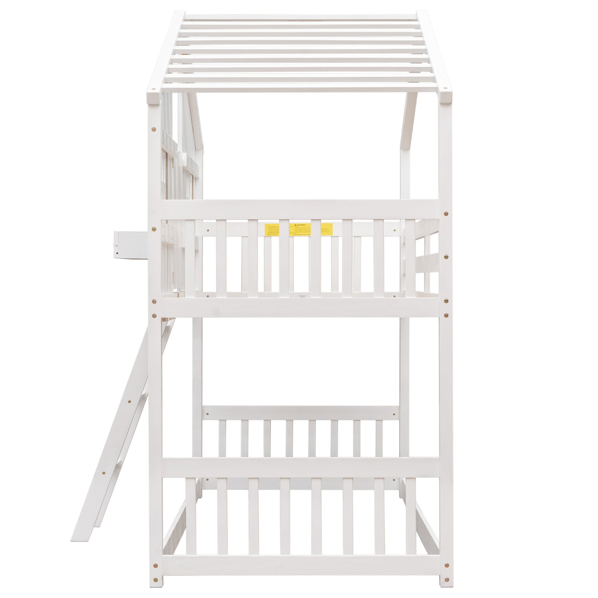 Twin Over Twin Playhouse Bunk Bed with Guardrails and Ladder