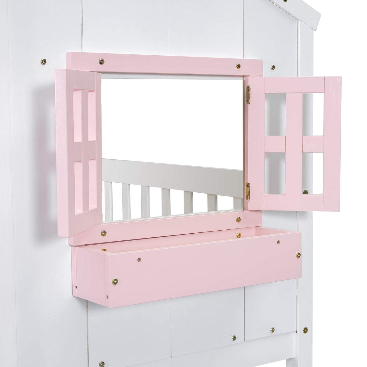 Twin Over Twin Bunk Bed for Kids with Guardrails and Ladder