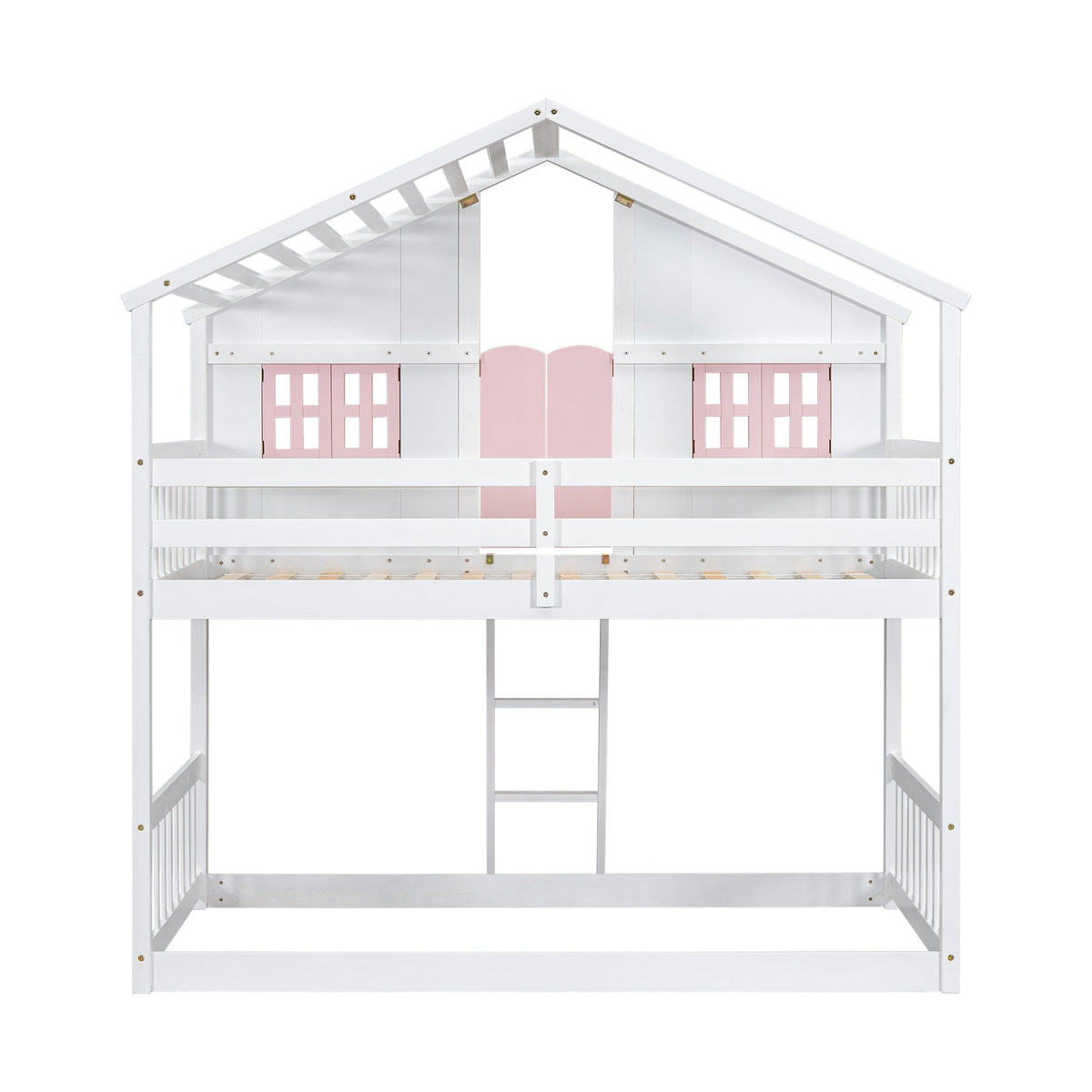 Twin Over Twin Bunk Bed for Kids with Guardrails and Ladder