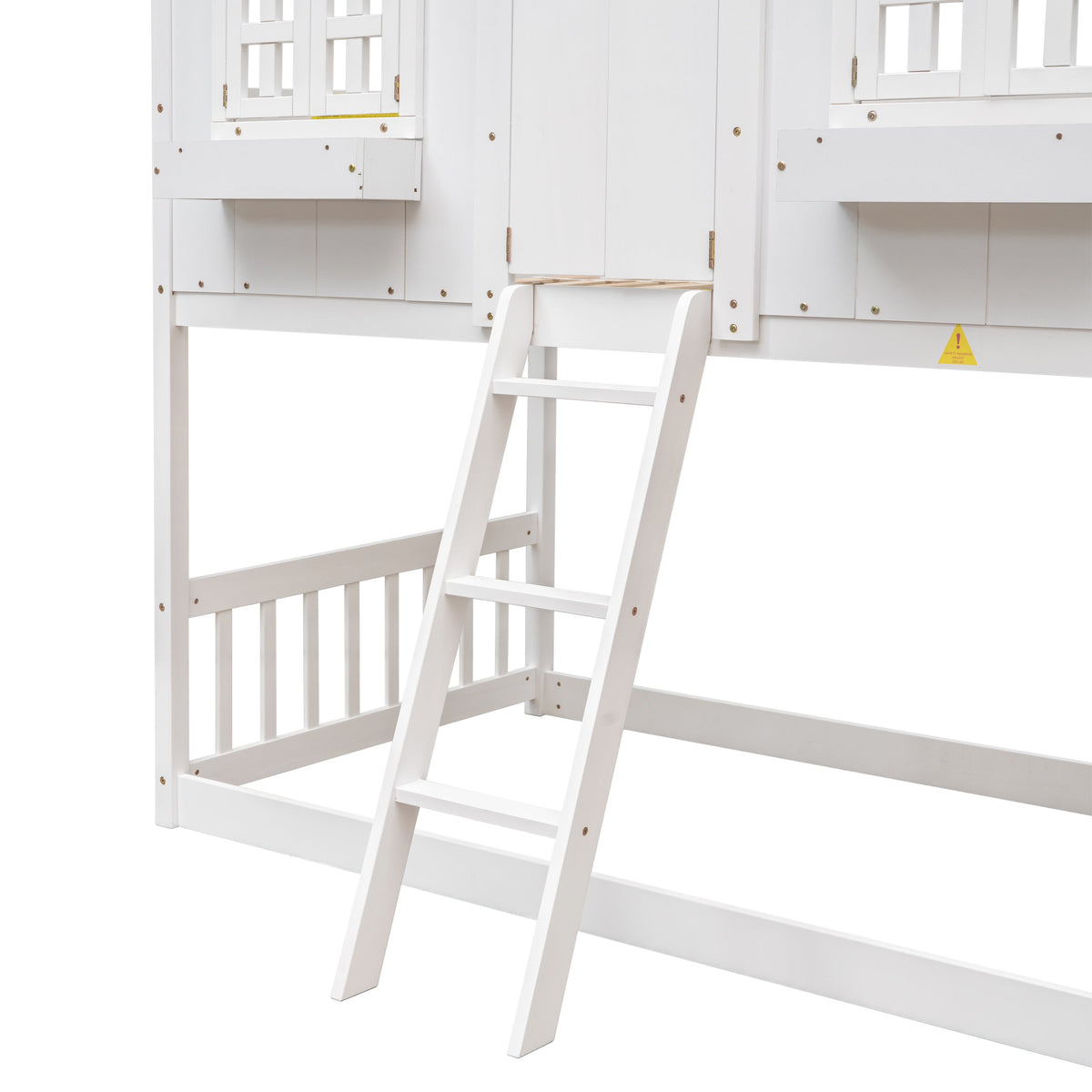 Twin Over Twin Playhouse Bunk Bed with Guardrails and Ladder