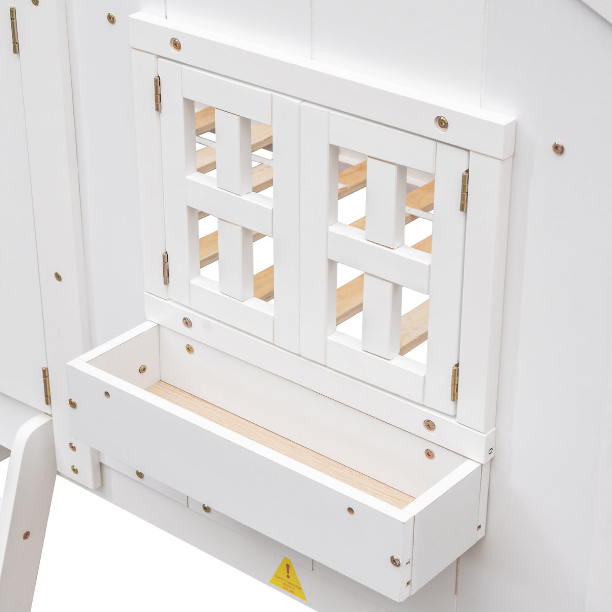 Twin Over Twin Playhouse Bunk Bed with Guardrails and Ladder
