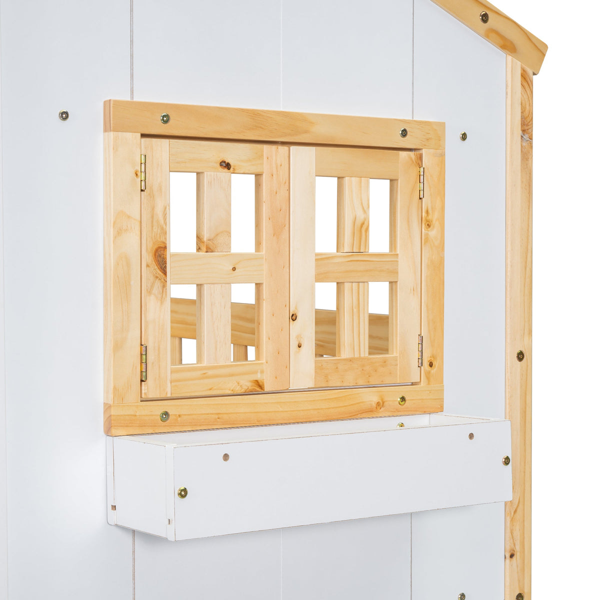 Twin Over Twin Playhouse Bunk Bed with Guardrails and Ladder