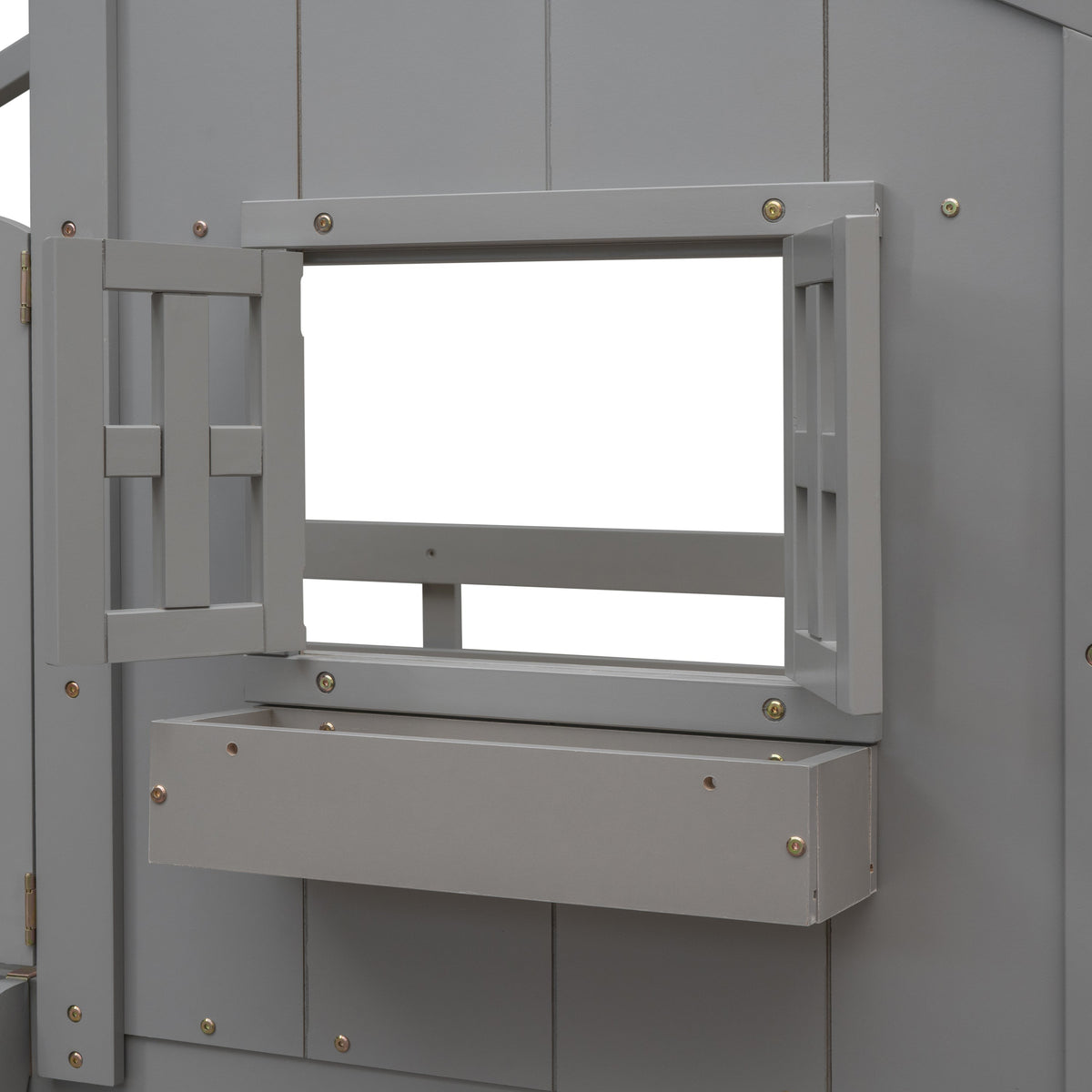 Twin Over Twin House Bunk Bed with Guardrails & Ladder