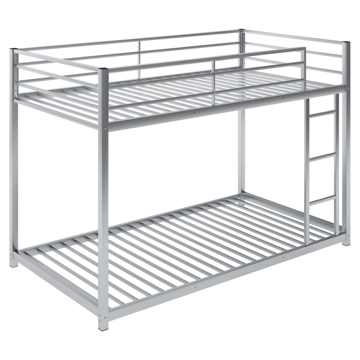 Twin Over Twin Metal Bunk Bed with Ladder & Guard Rails