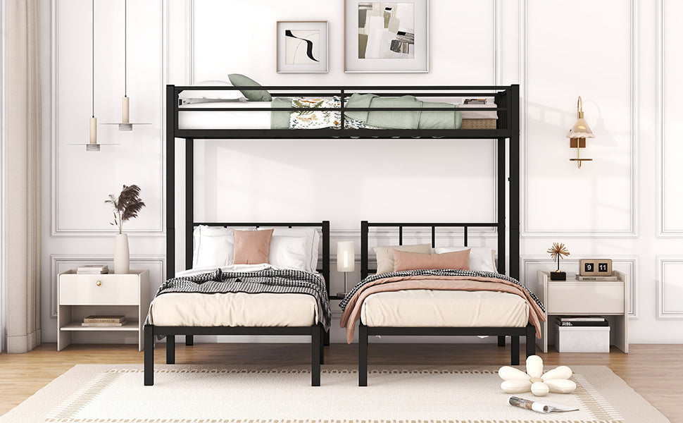 Triple Bunk Bed for 3: Twin XL Over Twin Metal Frame