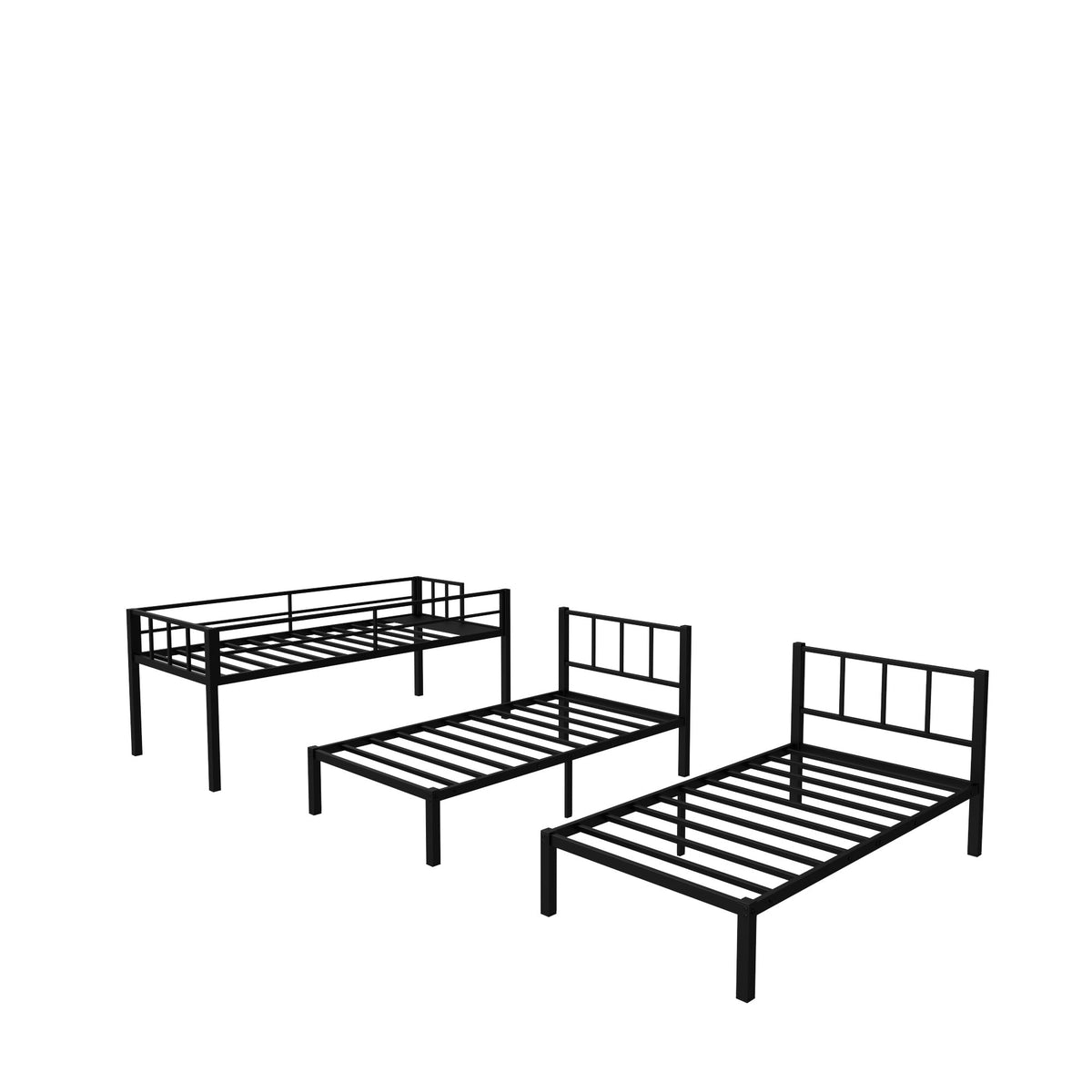 Triple Bunk Bed for 3: Twin XL Over Twin Metal Frame