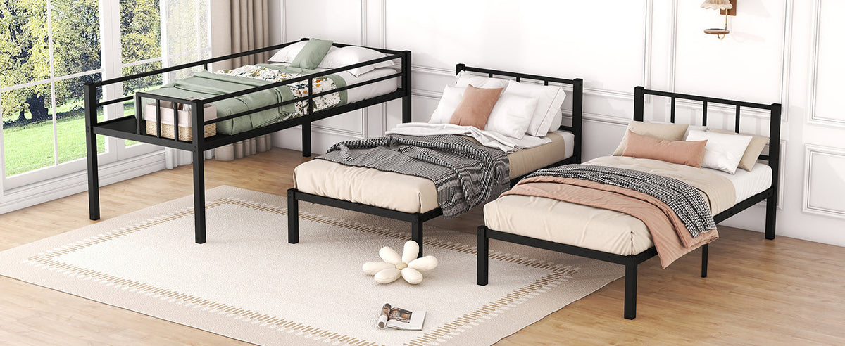 Triple Bunk Bed for 3: Twin XL Over Twin Metal Frame