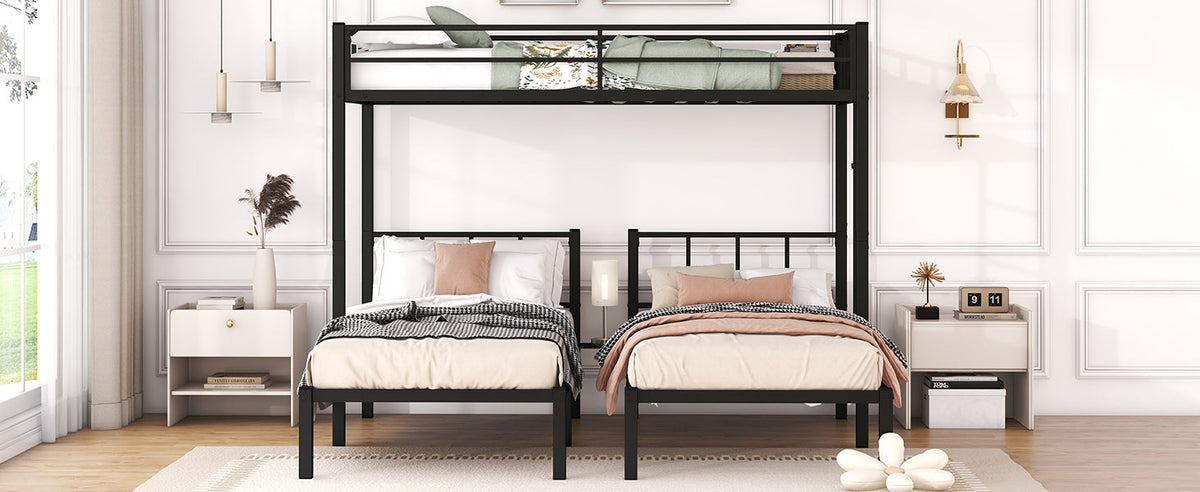 Triple Bunk Bed for 3: Twin XL Over Twin Metal Frame
