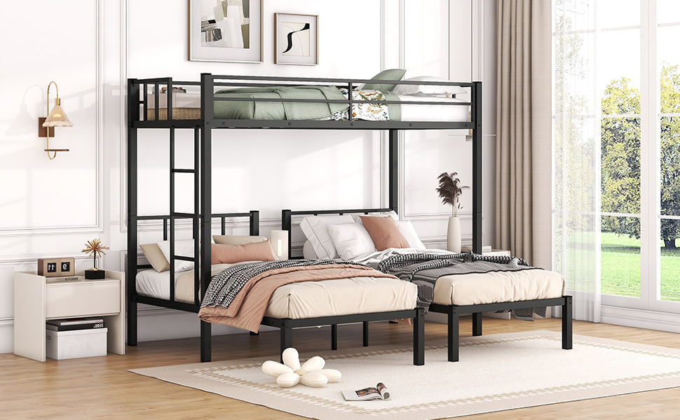 Triple Bunk Bed for 3: Twin XL Over Twin Metal Frame