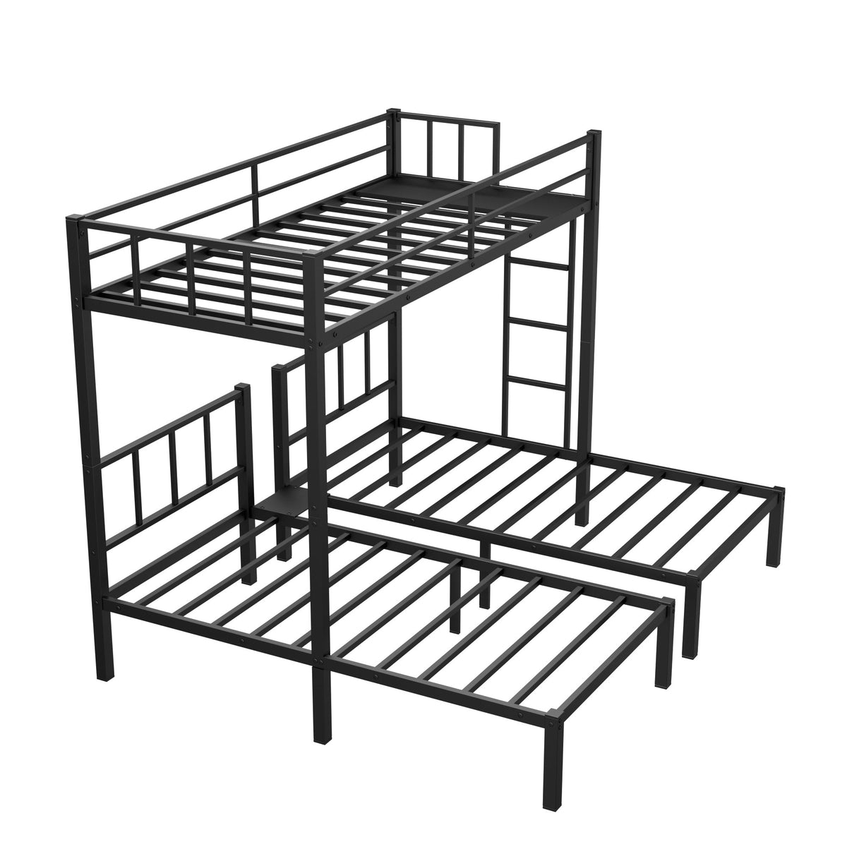 Triple Bunk Bed for 3: Twin XL Over Twin Metal Frame