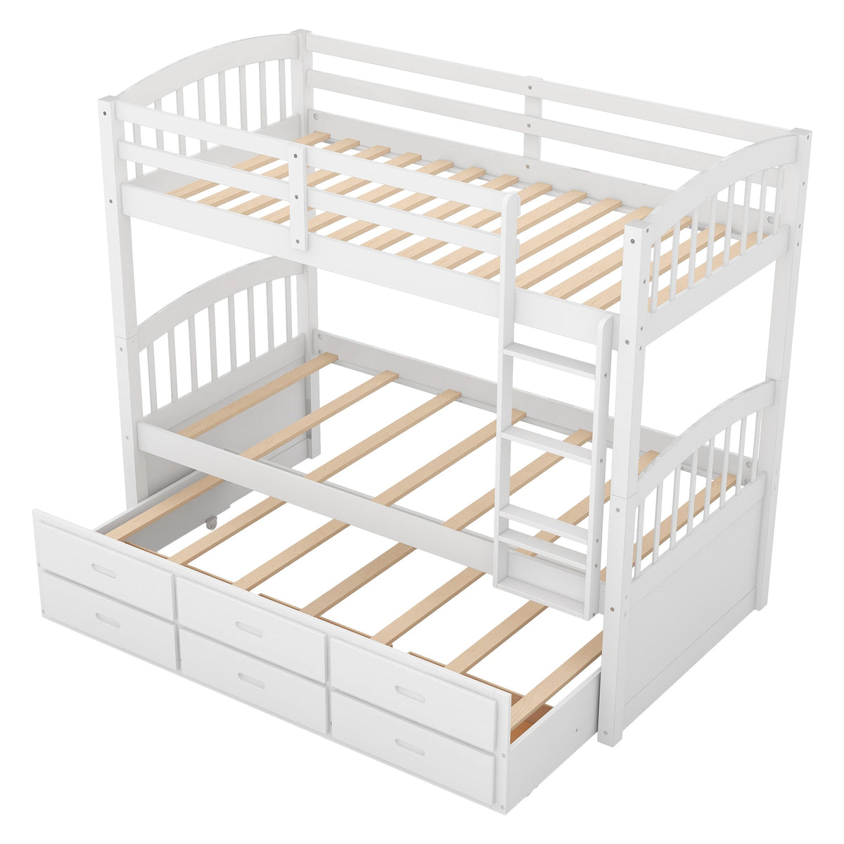 Space-Saving Twin Over Twin Bunk Bed with Trundle
