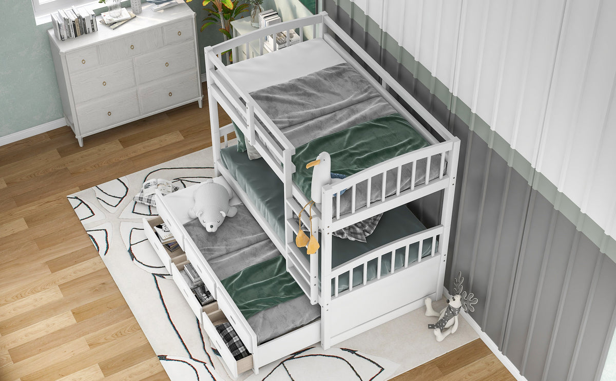 Space-Saving Twin Over Twin Bunk Bed with Trundle