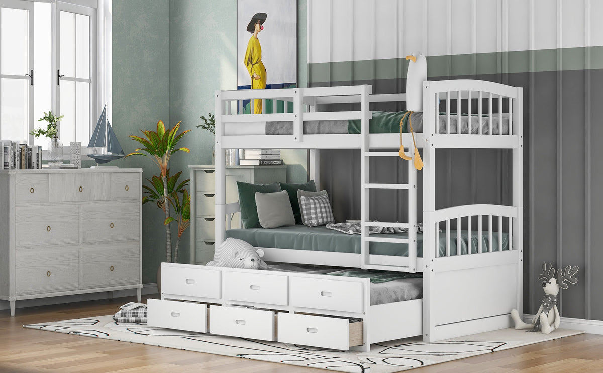 Space-Saving Twin Over Twin Bunk Bed with Trundle