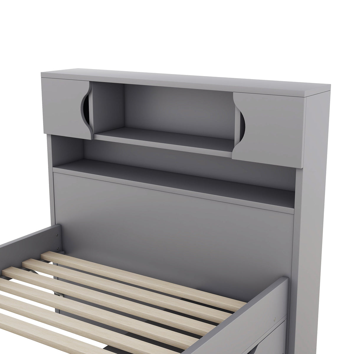 Twin Captain Platform Bed with Bookcase Headboard & Drawers