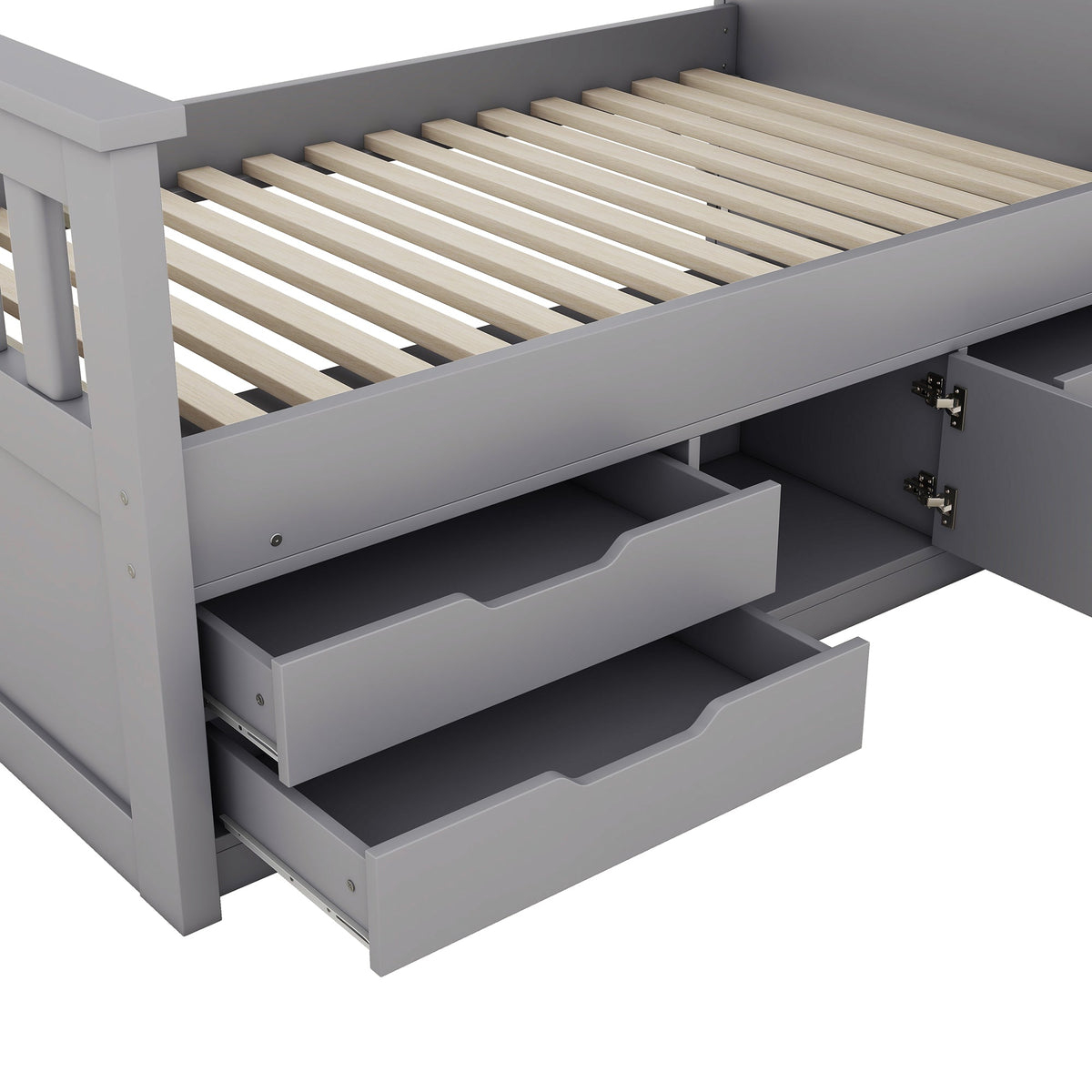 Twin Captain Platform Bed with Bookcase Headboard & Drawers