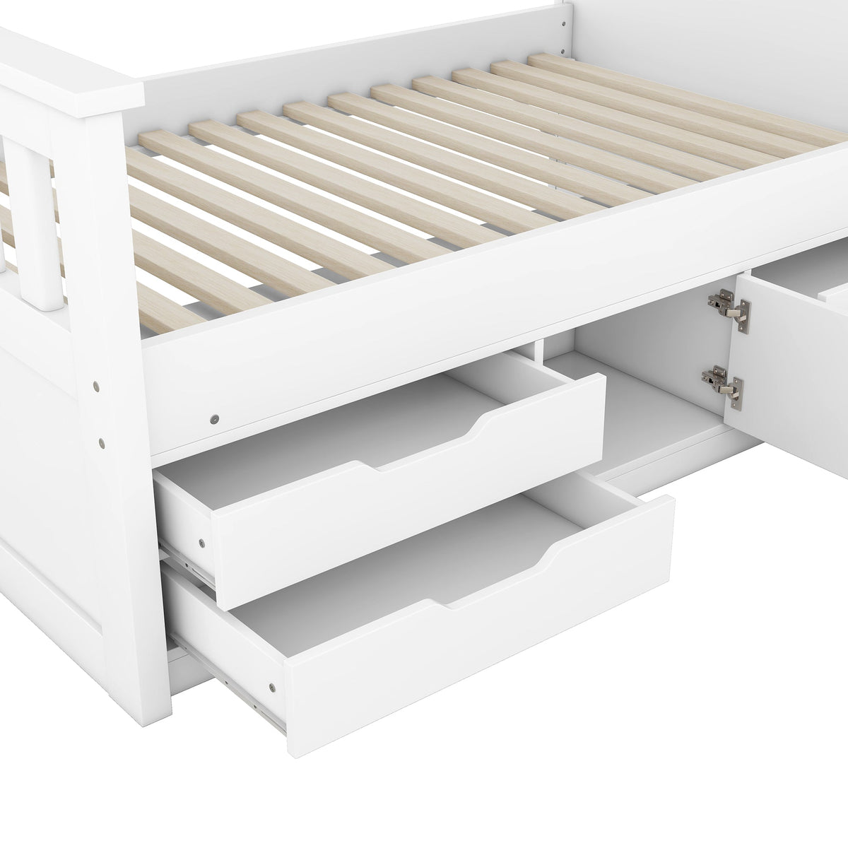 Twin Platform Bed with Bookcase Headboard and Drawers