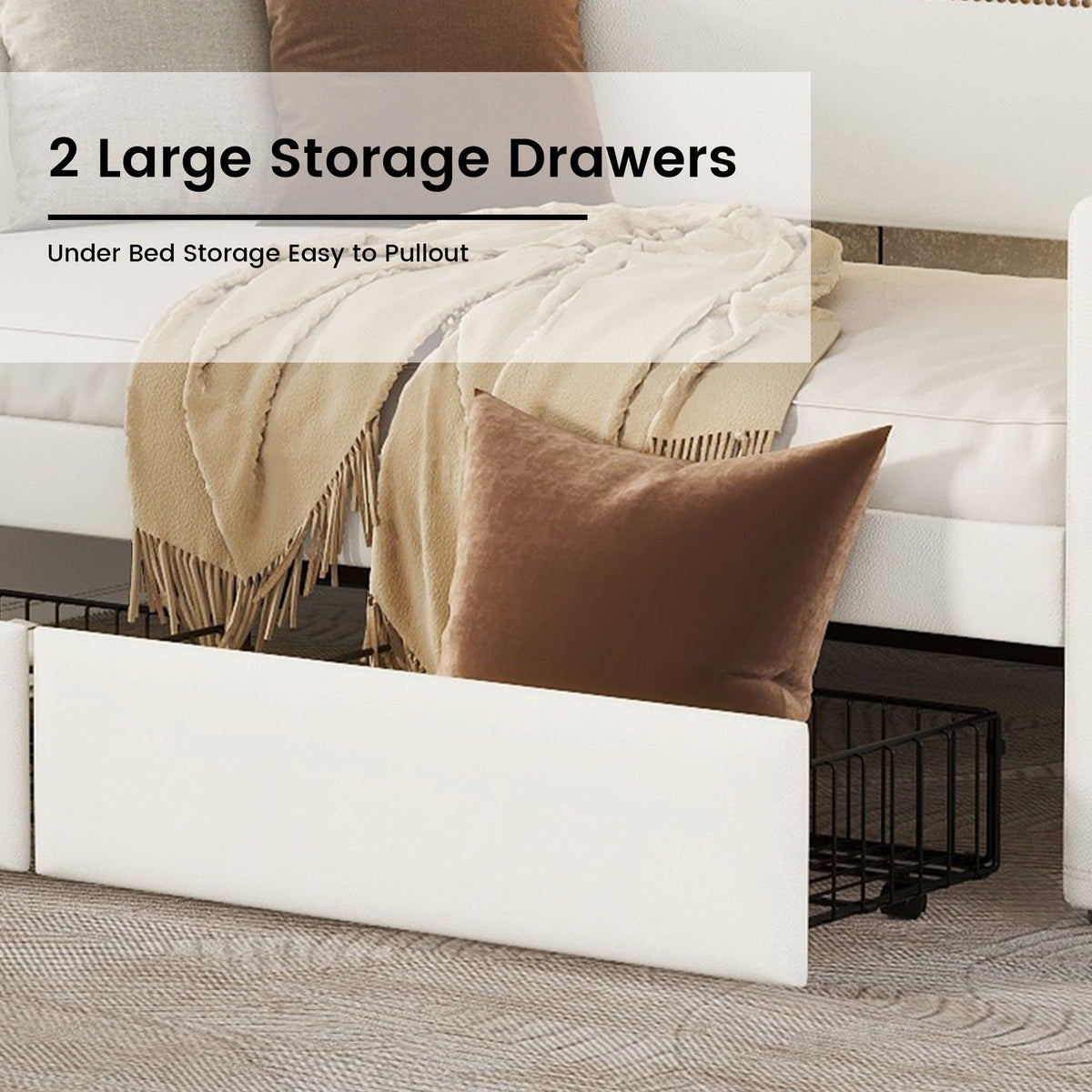Twin Daybed with Drawers, Charging Station & LED Light