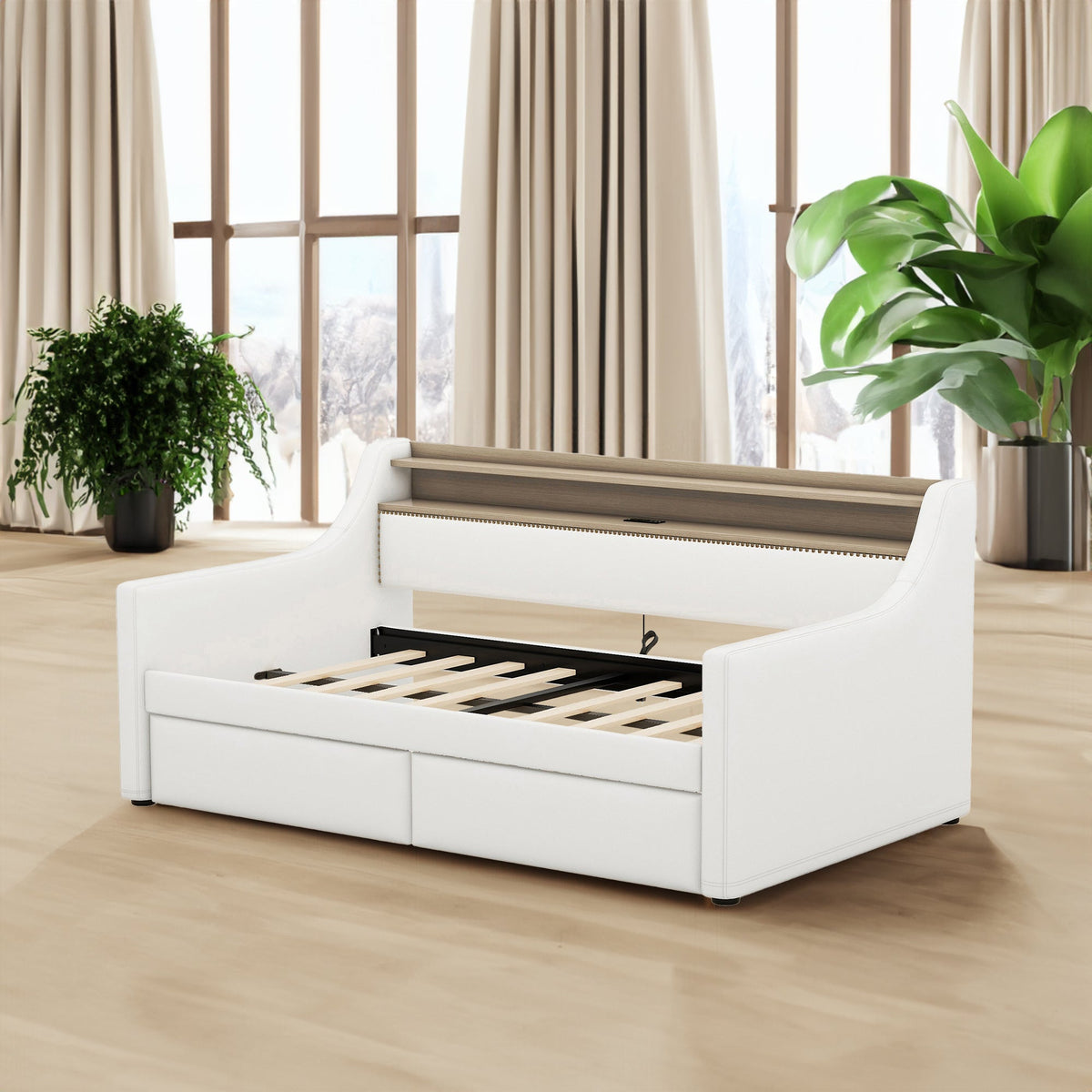 Twin Daybed with Drawers, Charging Station & LED Light