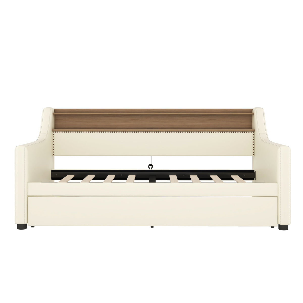 Twin Daybed with Trundle, Charging Shelf & LED Lights