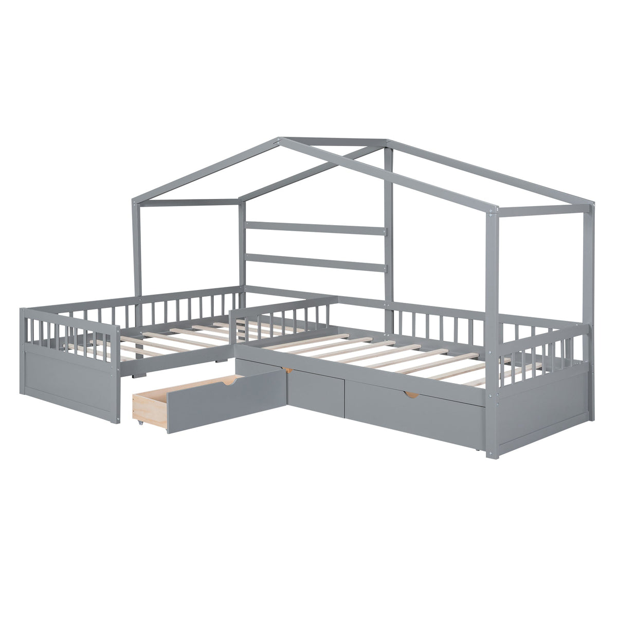 Twin Bed Frame for Shared Kids Room With Drawers