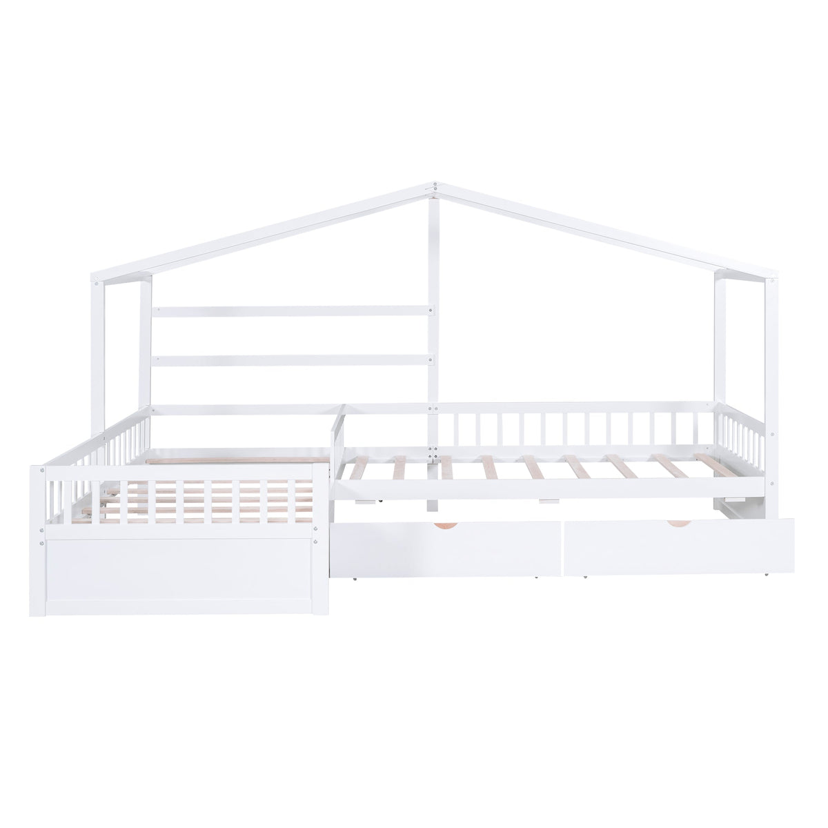 Kids Twin House Platform Bed with 3 Storage Drawers
