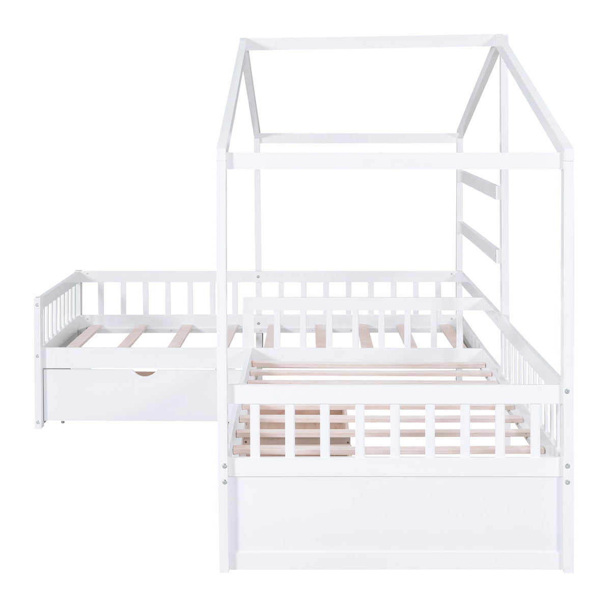 Kids Twin House Platform Bed with 3 Storage Drawers