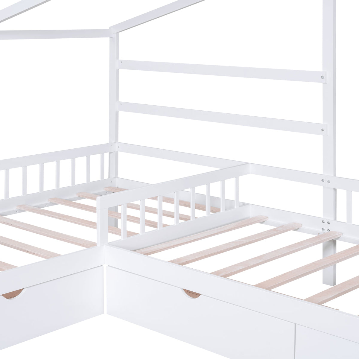 Kids Twin House Platform Bed with 3 Storage Drawers
