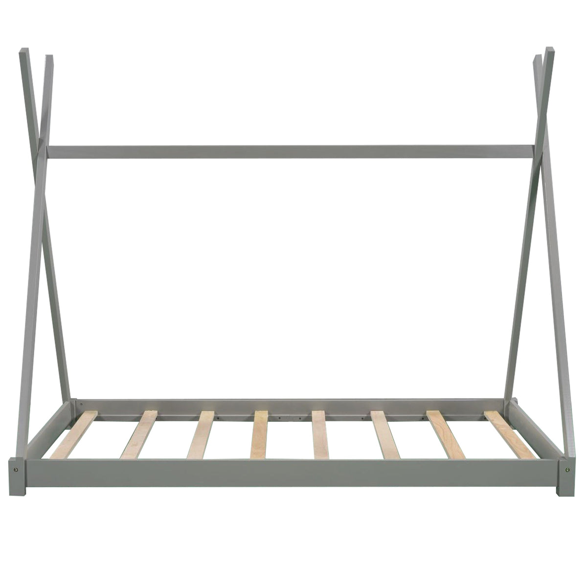 Twin Kids Platform Bed Frame: Low Tipi Canopy Style