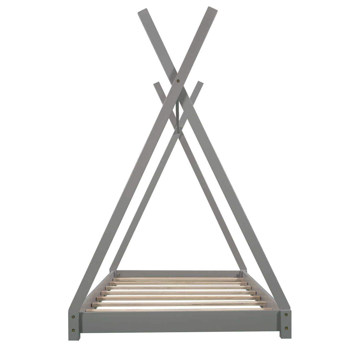 Twin Kids Platform Bed Frame: Low Tipi Canopy Style
