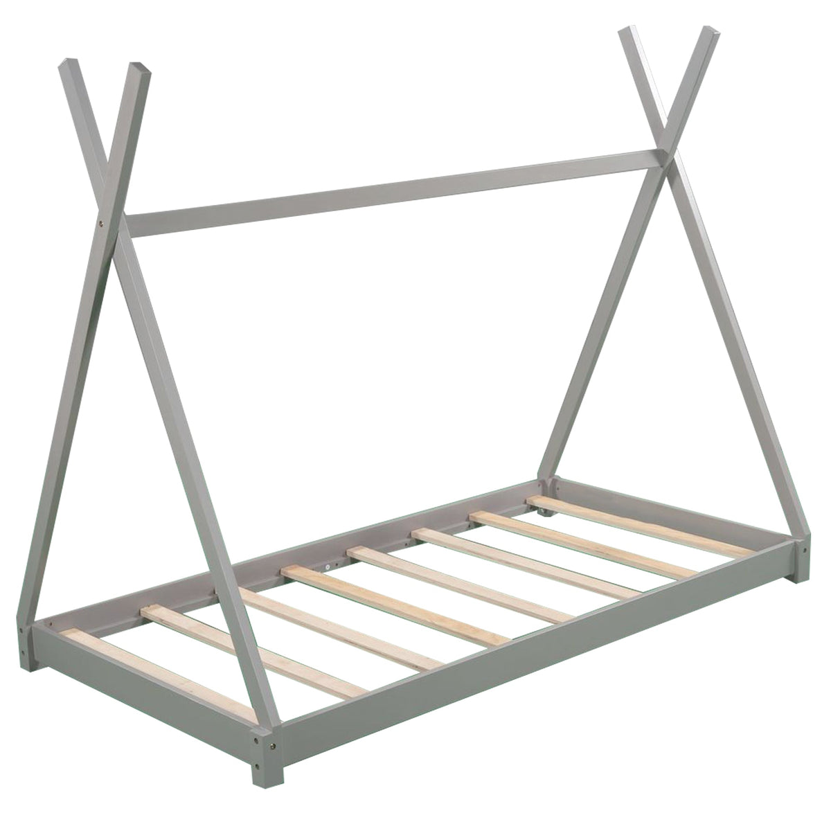 Twin Kids Platform Bed Frame: Low Tipi Canopy Style