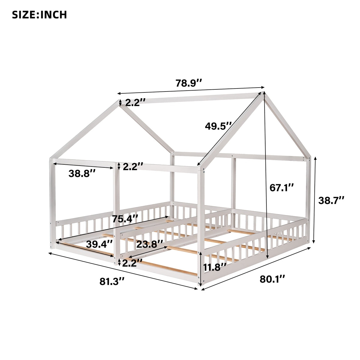 Twin House Platform Beds for Siblings Sharing a Room