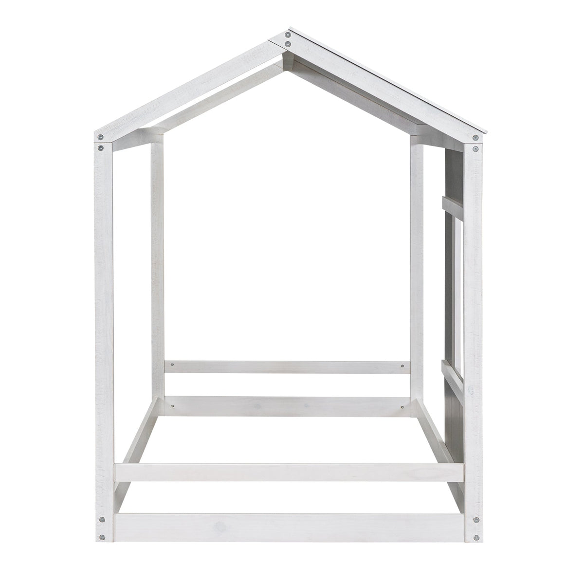 Twin House Platform Bed with Roof & Window for Kids