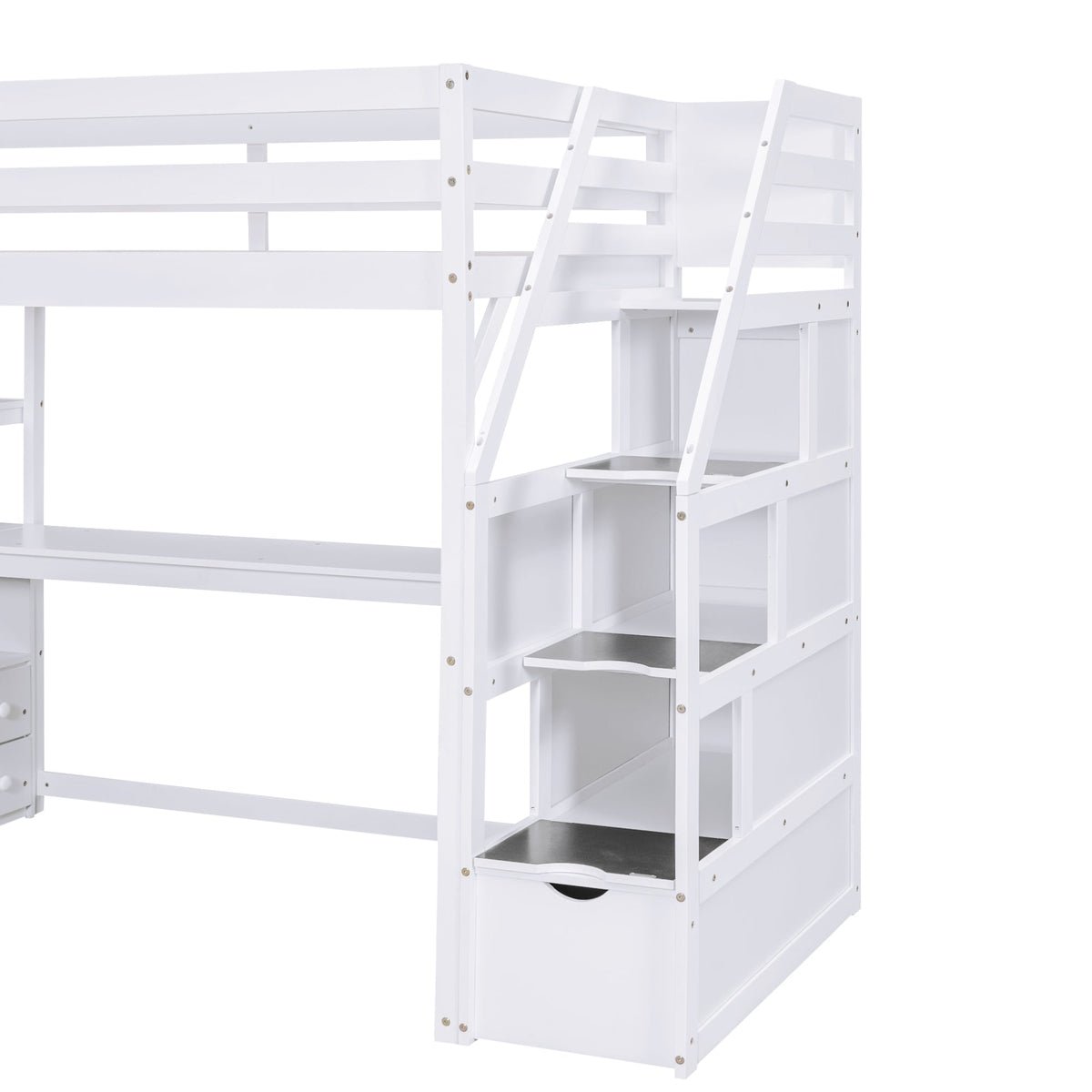 Twin Loft Bed with Desk and Storage Staircase