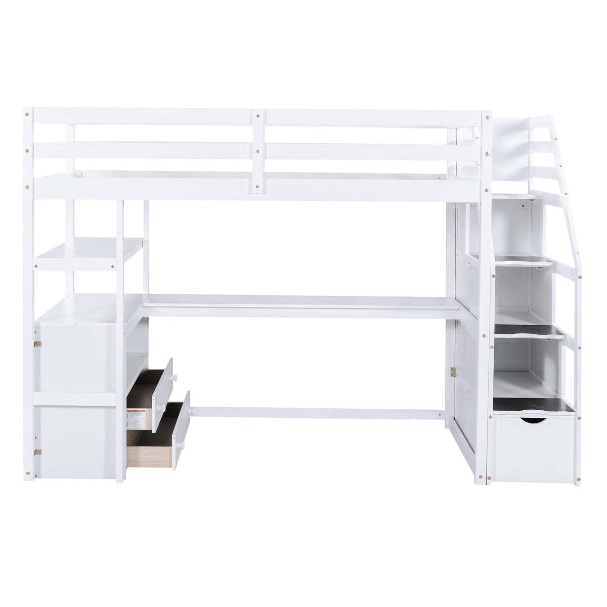 Twin Loft Bed with Desk and Storage Staircase
