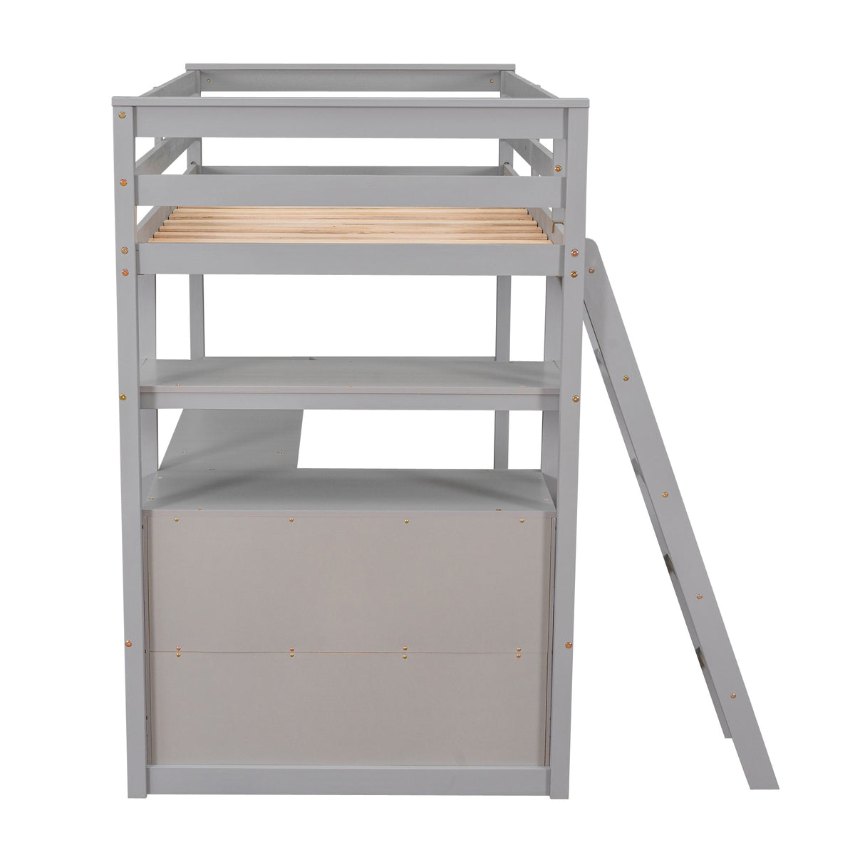 Twin Loft Bed with Desk, Shelves & Drawers for Kids
