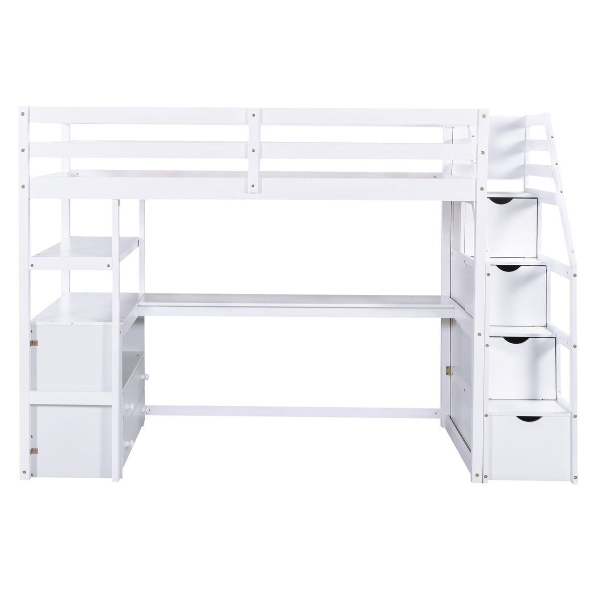 Twin Loft Bed with Desk and Storage Staircase