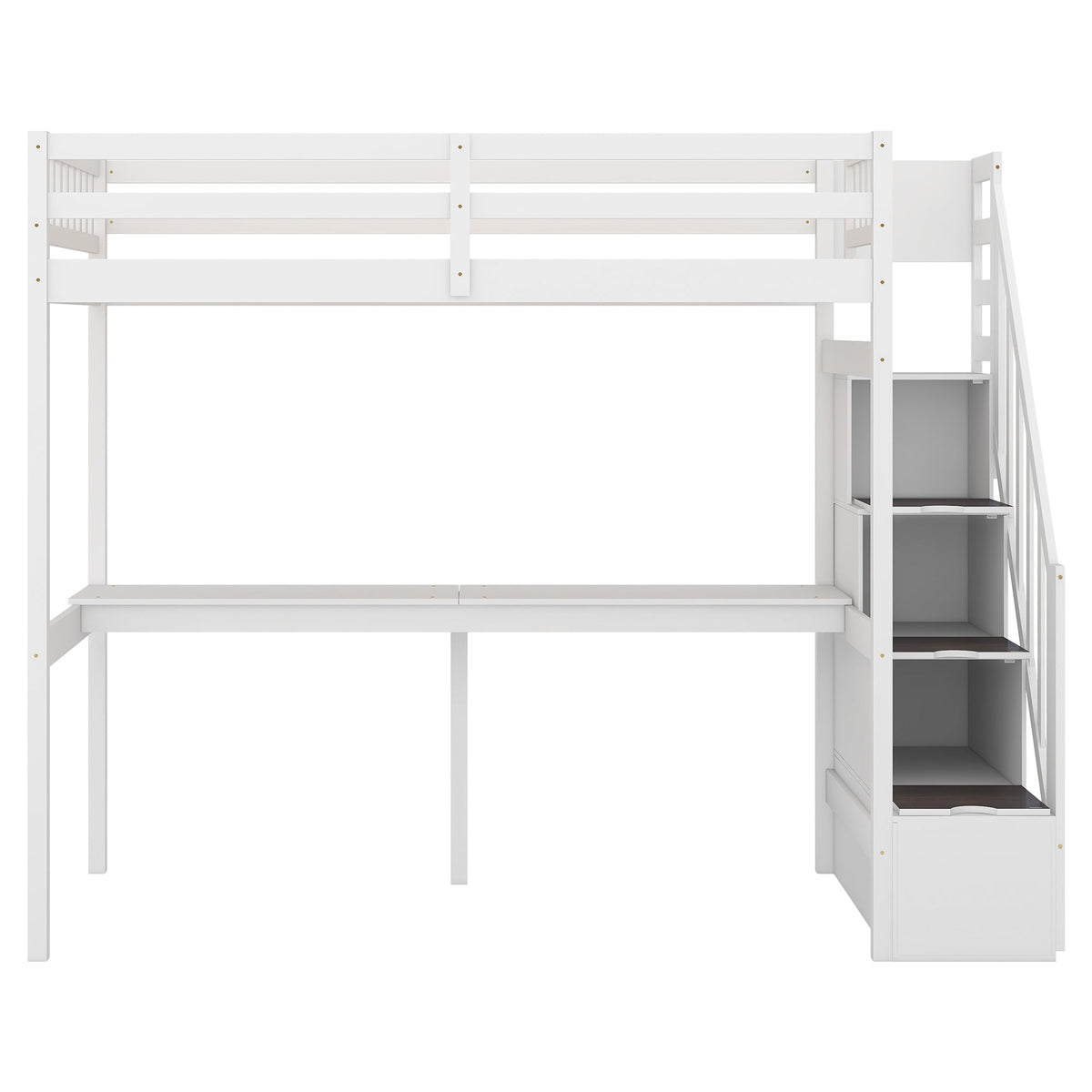 Twin Loft Bed with Storage Staircase and Desk