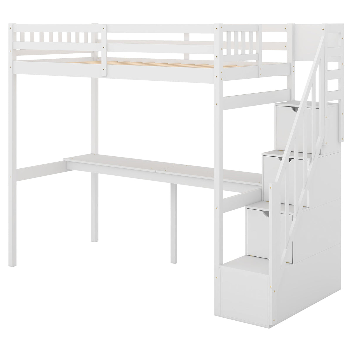 Twin Loft Bed with Storage Staircase and Desk
