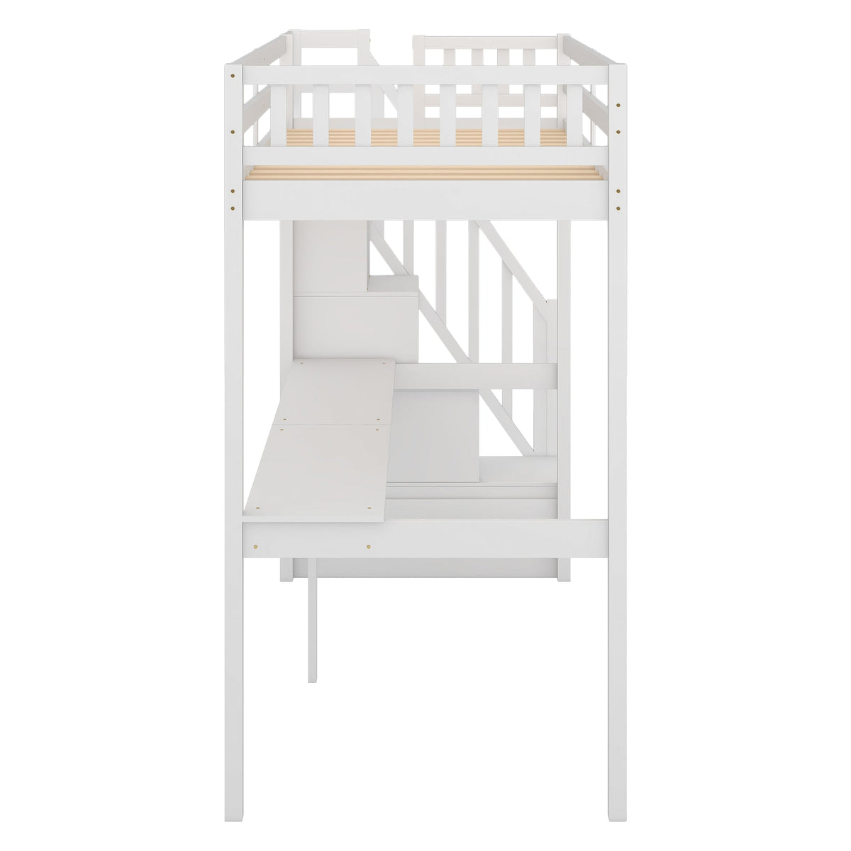 Twin Loft Bed with Storage Staircase and Desk