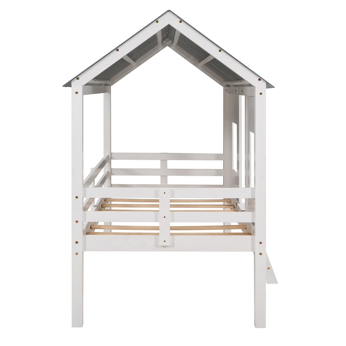 Twin Loft Bed with Playhouse Roof for Kids' Rooms